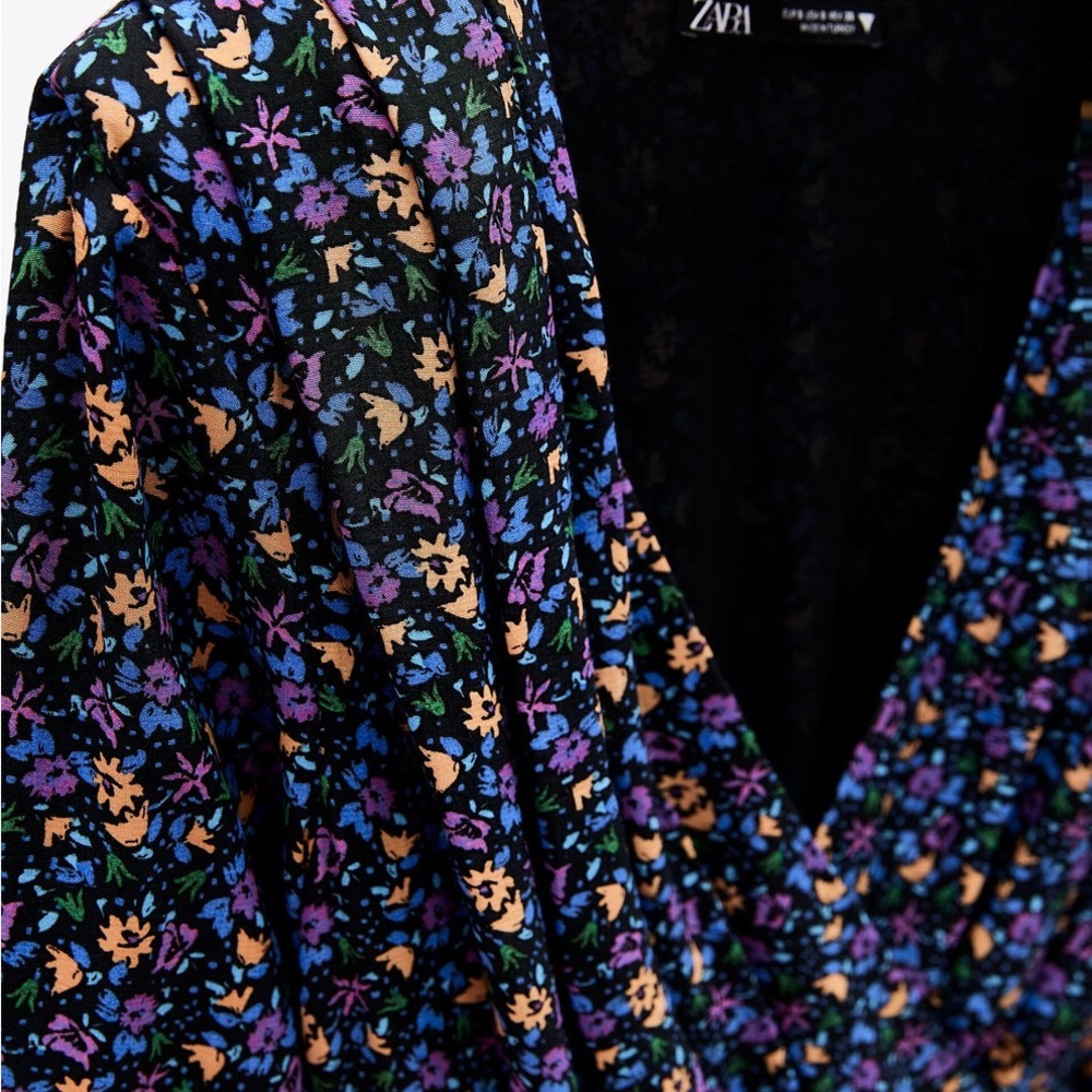 ZARA Shoulder ZARA BLUE FLORAL PRINTED Floral Print - Picture 5 of 15